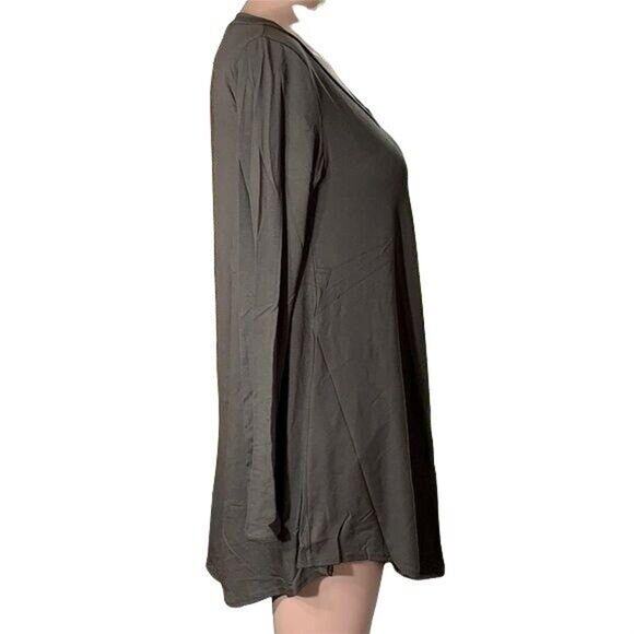 Isaac Liev Womens Swing Top T Shirt Long Sleeve Relaxed Fit Solid Green Medium - Picture 4 of 6